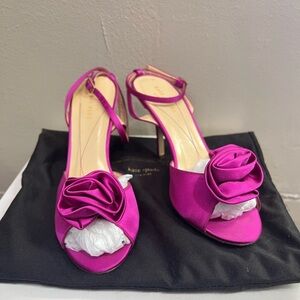 Kate Spade New York Fuchsia Satin Rose Heels | Size 8 | Made in Italy